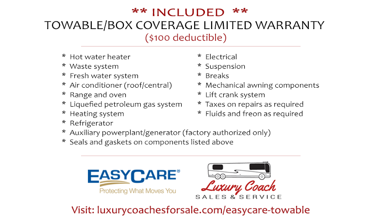 Luxury Coach Sales & Service offering EasyCare RV protection