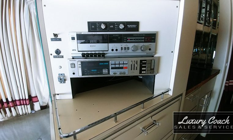View of the Sound System of 1985 MCI 96-A3 at Luxury Coach