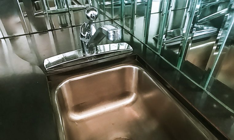 View of the Stainless Steel Sink of 1985 MCI 96-A3 at Luxury Coach